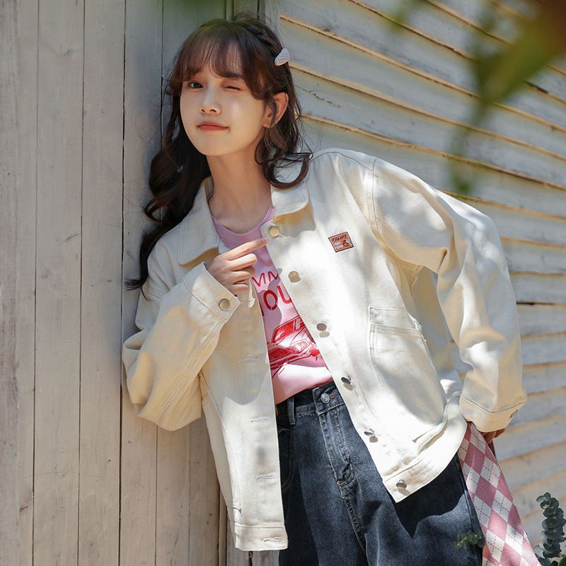 Denim jacket for women loose spring and autumn thin work jacket for Japanese college style top