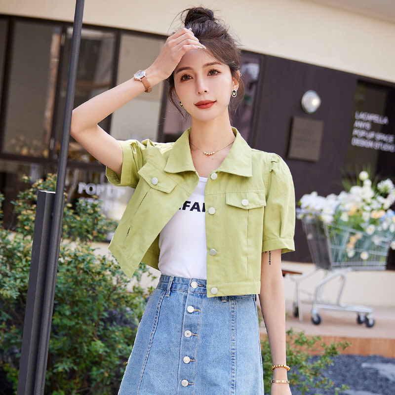 Thin short-sleeved jacket for women in summer casual short top design and feel of work shirt